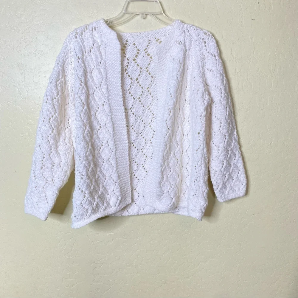 Chunky Knit Cream Cardigan Sweater Boho Size Small S